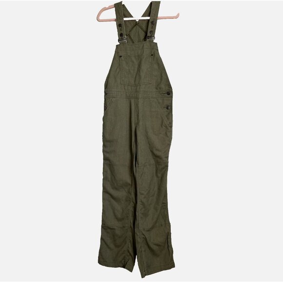 Patagonia Women M All Seasons Hemp Canvas Bib Overalls Cotton Double Knee Green - Picture 3 of 9